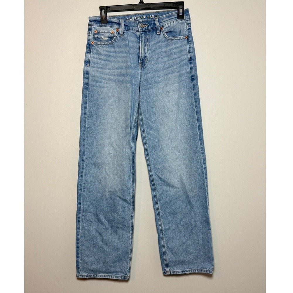 American Eagle Stovepipe Jeans Light Wash Straight Leg Women's 2 Long